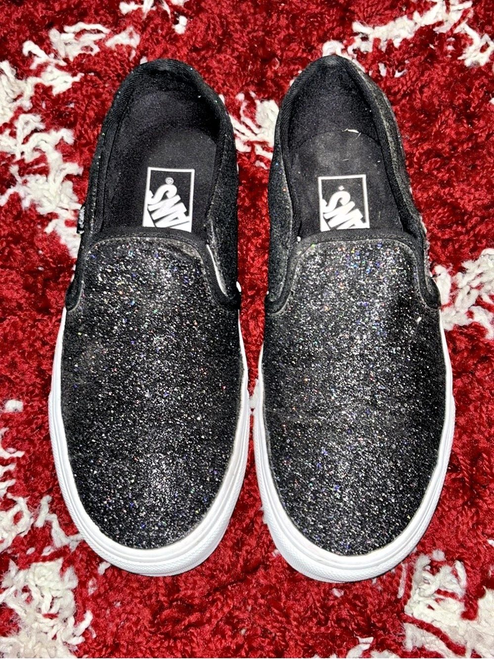 Vans Classic Slip-On Sneaker - Black Glitter - W6.5